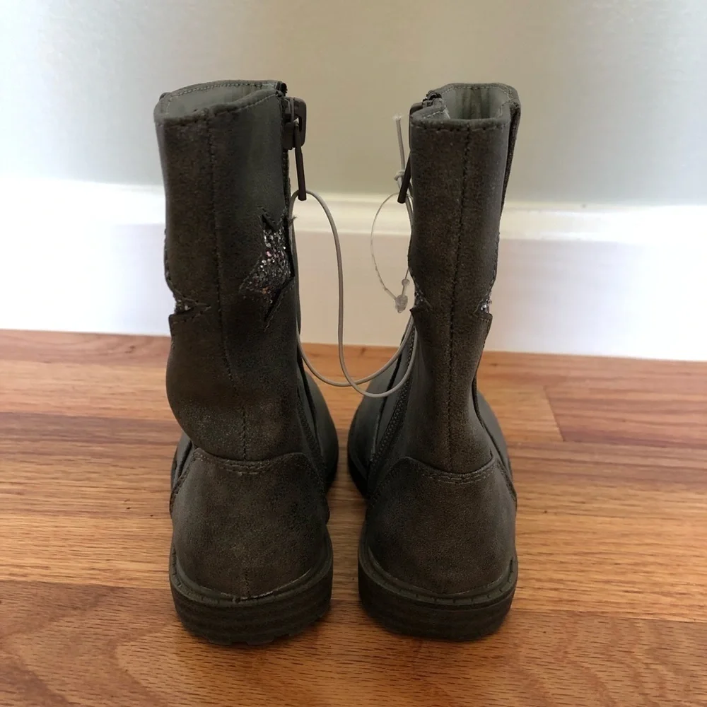 Cat & Jack Cowboy Boots Glitter Stars Grey 5